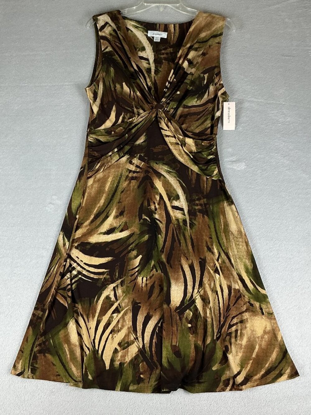 Dressbarn Women's Midi Dress Multicolor V-Neck SleeveLess Casual Size 12 New.